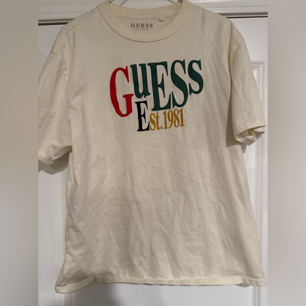 Guess Cream Tee with Logo
